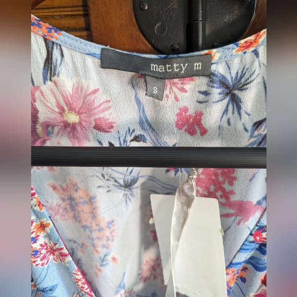 NWT Matty M Faux Wrap Peplum Floral Sleeveless Blouse Size S - Picture 4 of 5